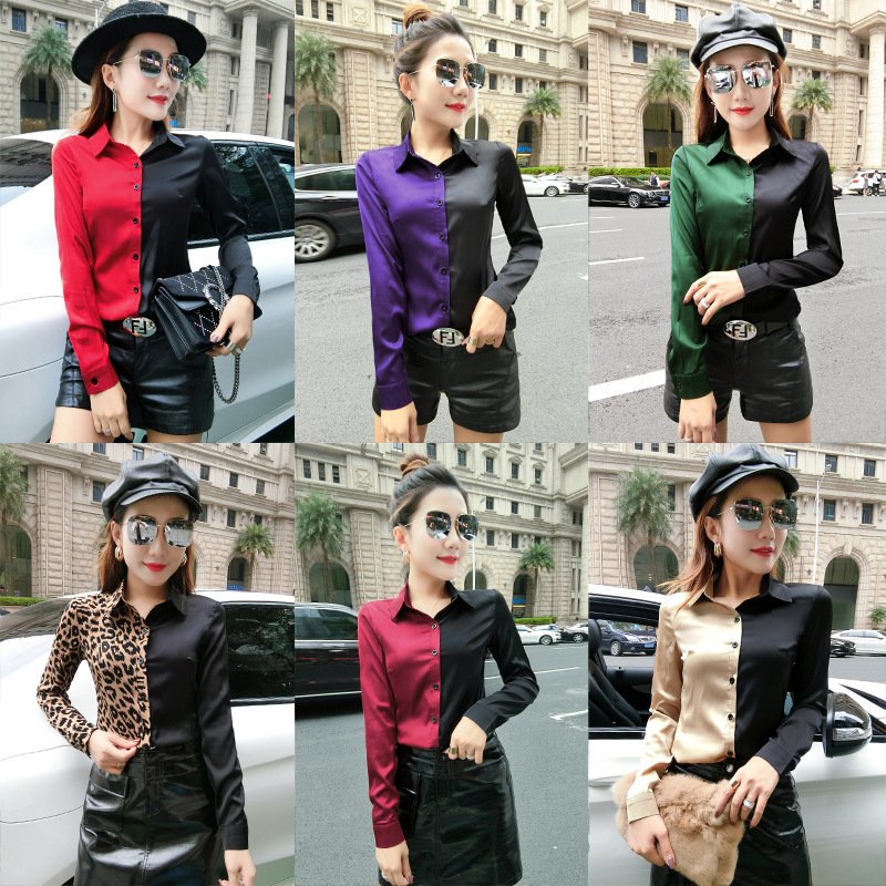 1706095958218.jpg Fashion print stitching shirt long sleeve base coat - Image 1