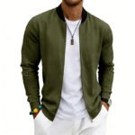 Spring Autumn Thin Vintage Men's Simple Flight-Style Stand Collar Zip-Up Baseball Jacket Cardigan - Image 3