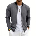 Spring Autumn Thin Vintage Men's Simple Flight-Style Stand Collar Zip-Up Baseball Jacket Cardigan - Image 7