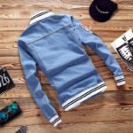 Men's ribbed long sleeve stand-up denim jacket - Image 4