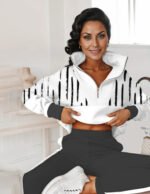 Zipper Decorations Stitching Long-sleeved Top Pants Suit - Image 4
