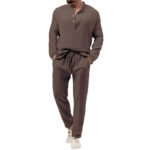 Men's Solid Color Casual Long Sleeve Shirt And Trousers Suit - Image 5