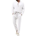 Men's Solid Color Casual Long Sleeve Shirt And Trousers Suit