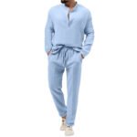 Men's Solid Color Casual Long Sleeve Shirt And Trousers Suit - Image 6
