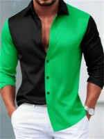 3D Printed Bamboo Silk Men's Long Sleeve Casual Shirt - Image 2