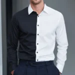 two-color Pattern 3D Print Scrollwork Men's Long Sleeve Shirt - Image 2