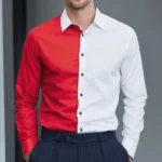two-color Pattern 3D Print Scrollwork Men's Long Sleeve Shirt - Image 5