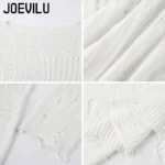 Women's Gothic Hollow Knit Sweater Black Y2K Style - Image 6