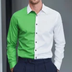 two-color Pattern 3D Print Scrollwork Men's Long Sleeve Shirt - Image 4