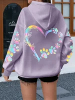 2026 Heart Dog Paw Printed Hoodies