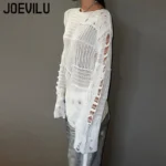 Women's Gothic Hollow Knit Sweater Black Y2K Style - Image 5