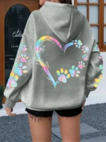 2026 Heart Dog Paw Printed Hoodies - Image 5