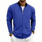 Spring Autumn Thin Vintage Men's Simple Flight-Style Stand Collar Zip-Up Baseball Jacket Cardigan - Image 6