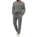 Men's Solid Color Casual Long Sleeve Shirt And Trousers Suit - Image 4