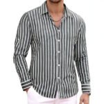 Striped Classic Trendy Long-Sleeved Lapel Shirt Four-Way Stretch Men's Top - Image 8