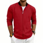 Spring Autumn Thin Vintage Men's Simple Flight-Style Stand Collar Zip-Up Baseball Jacket Cardigan - Image 4