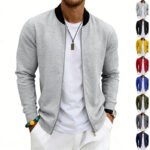Spring Autumn Thin Vintage Men's Simple Flight-Style Stand Collar Zip-Up Baseball Jacket Cardigan